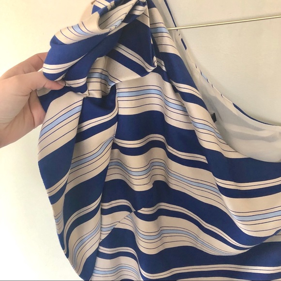 Banana Republic formal Blue Stripe Dress 1shoulder - Picture 3 of 8